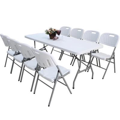 China Modern Hot Sale Restaurant Table Chairs Wedding Plastic Metal Folding Tables 6ft for sale