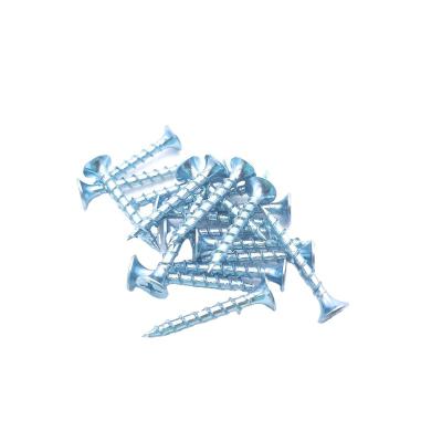 China Screw & dowel Din7505 White Zinc Plated Pozidriv 4x20 Chipboard Screw furniture fitting confirmat screws for sale