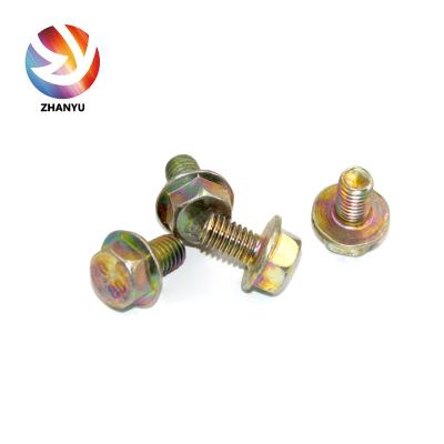 China Hex Flange Bolt DIN/GB Yellow Zinc/Glavanized/Black With Serrated Te koop