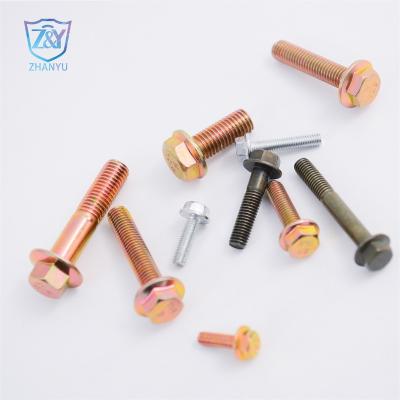 China Hex Head Flange Bolt Motorcycle Parts White Zinc Full/Half Thread High Quality for sale