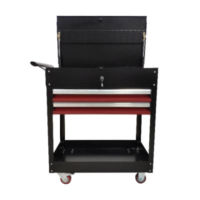 China Durable Heavy Duty 600 Lbs 4 Wheels Industrial Folding Tool Cart With 2 Drawers for sale