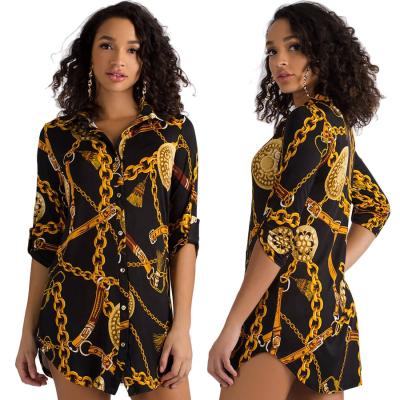 China American Anti-pilling Women's Long Shirt Fashion Loosely Printed Plus Size Shirt for sale