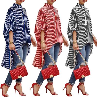 China African Women Anti-Pilling Plus Size Striped Print Casual Oversized Shirt for sale