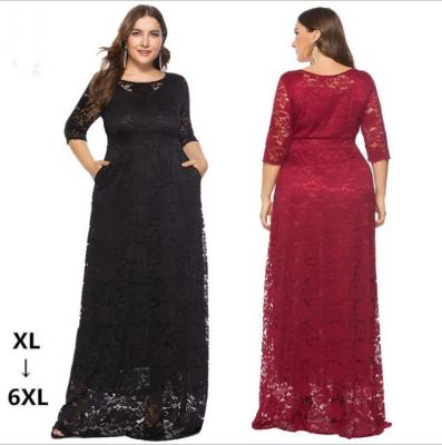 China European and American anti-static up-to-date even dresses plus size lace dress for sale