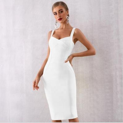 China Wholesale Bandage Dress Anti-wrinkle Canton Bandage Dress White Long Urban Formal Bandage Dresses for sale