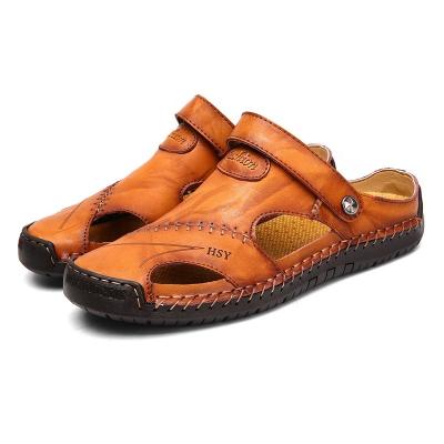 China New Arrival Men's Shoes Summer Leather Breathable Sandals Cool Hot Selling Stylish Breathable Latest Design Slippers Manufacturers for sale