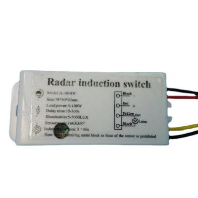 China DC12V High Quality Radar Induction Switch Delay Adjustable Microwave Moving Recessed Smart Time Switch Can Be Hidden DC12V JL-083 for sale