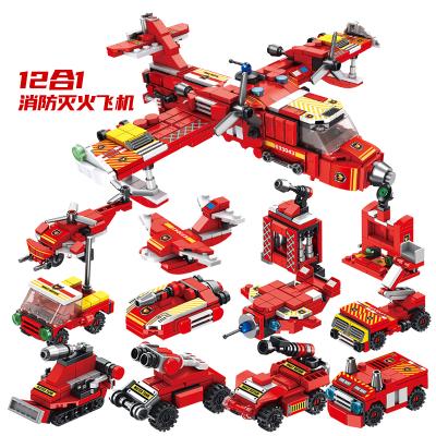 China Building Toy Panlos New Products 633043 12 in 1city DIY firefighters educational building block for kids legoi for sale