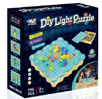 China Cartoon Toy Creative Diy Play Assembly STEM Game Light Puzzle Building Block With Light For Children for sale