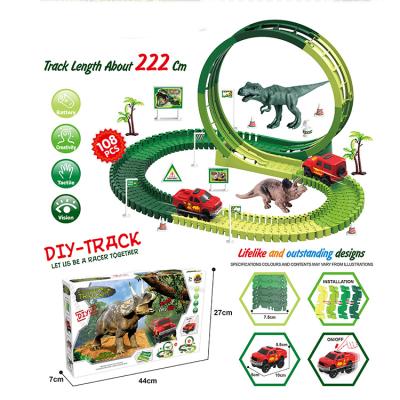 China Slot Toy High Quality dinosaur race track car toy set,flexible trains tracks for kids legoi for sale