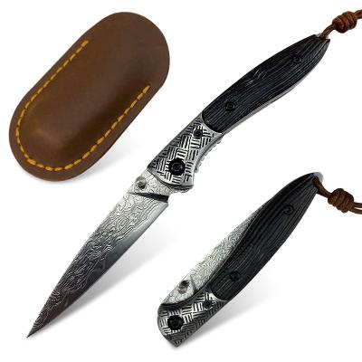 China Wholesale Multi Functional Knife Best Quality VG10 Steel Damascus Blade Forged With Cloud Pattern Folding Auspicious Pocket Knife for sale