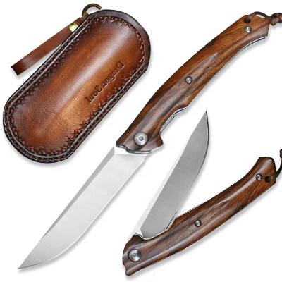 China Austria Bohler M390 Multi Functional High Quality Powder Knife Desert Iron Wood Handle Folding Steel Knife for sale