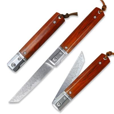 China Wholesale Damascus Pocket Hunting Knife Multi Functional Folding Knife For Outdoor Damascus Folding Knife for sale