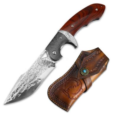 China High Quality Multi Functional Knife 73 Steel Layers VG10 Damascus Stonewash 304 Stainless Steel Bolster Cocobolo Handle Wood Folding Knife for sale