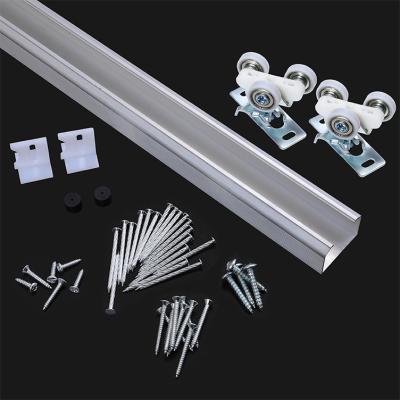 China Modern Optional Height Sliding Door Rails Steel Material Wood Sliding Pocket Door Hardware for sale