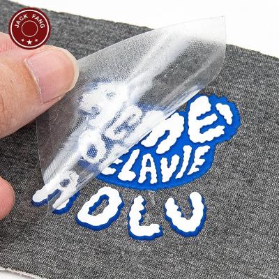 China Sustainable Custom Luxury Printed Logo Flexible Garment Wash Care Label Heat Transfer Labels For Stretch Fabrics for sale