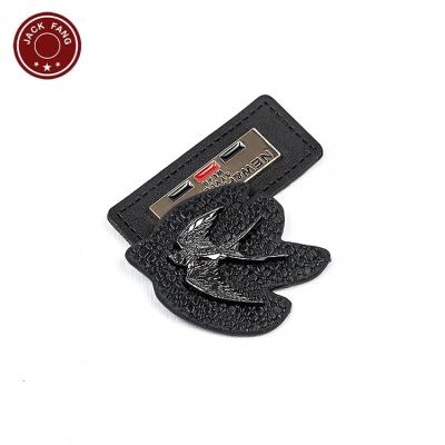 China Fashion Custom Made Embossed Print Embossed Logo Label Faux Leather Labels Pu Leather Label Logo Deboss Pu Leather Label for sale