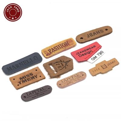 China Real Viable Personalized 3D Logo Brown Clothing Jeans Bag PU Leather Tag Label Patch for sale