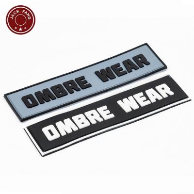 China Low Moq Viable Logo Rubber Embroidered Patch Clothing Custom Made Brand Logo Rubber Patches for sale