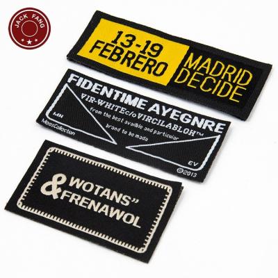 China Viable Fabric Labels Custom Iron On Logo Printing Manufacturers Garment Satin Fabric Apparel Woven Label Labels Neck Label for sale