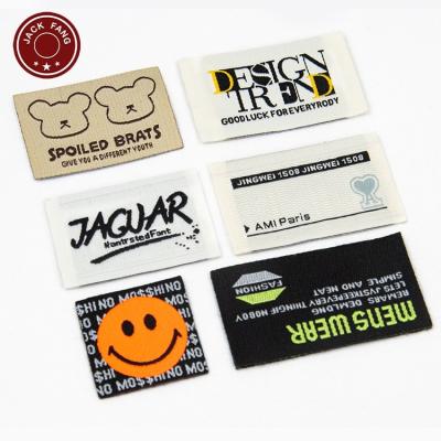 China Viable Custom Logo Neck Label Damask Garment Woven Labels Garment Brand Logo Name Low Moq Woven Tag For Apparel for sale