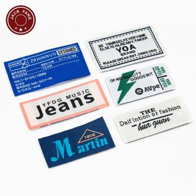 China Viable High Quality Custom Neck Labels Embroidered Garment Labels Sewing Iron On Woven Label Tag for sale