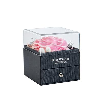 China Valentine Gift Preserved Flowers High Quality Handcrafted with Jewelry Box for sale