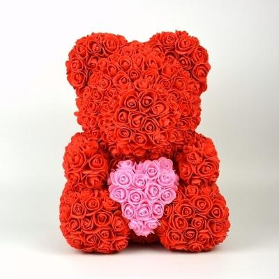 China Green PE Rose Valentine's Day Gift Single Preserved Romantic Bear Single Environmental Protection 40cm for sale