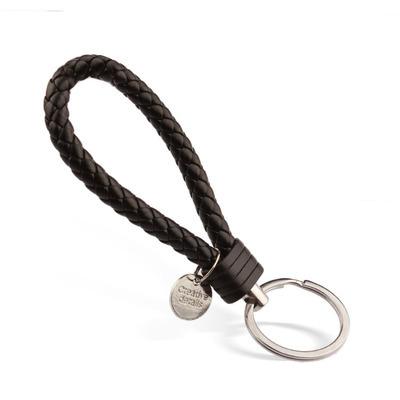 China OEM Simple Custom Car King Ring Laser LOGO Business Leather Braided Keychain For Promotion for sale