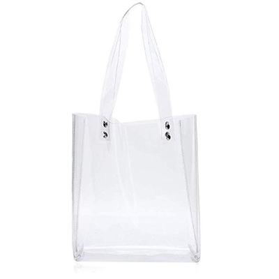 China Fashion Clear Clear Tote Bags Summer Beach Bag PVC Handbag Convenient Shopping Bag Transparent For Women for sale