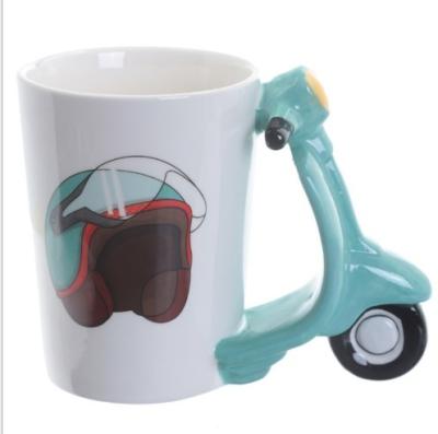 China Sustainable Creative Bike Shape Mugs Funny Ceramic Mug for sale