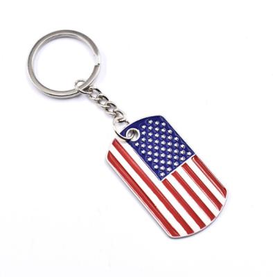 China Cheap Simple Stylish Zinc Alloy Oil Drop Accessories Metal American Flag Keychains Ball Key Chain for sale