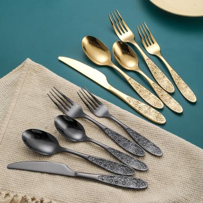 China Disposable Handle With Carve Patterns Design Luxury Serving Dinner Restaurant Salad Spoon for sale