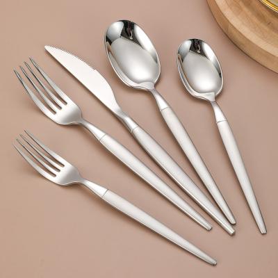 China Best Selling Laser Handle Utensils Knife Fork Spoon Disposable Personalized Flatware Sets for sale