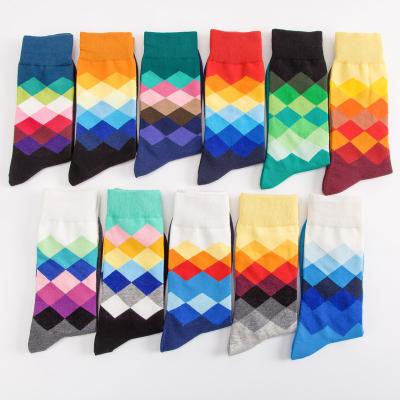 China 2020 Hot Sale Antibacterial Diamond Rainbow Men Socks for sale