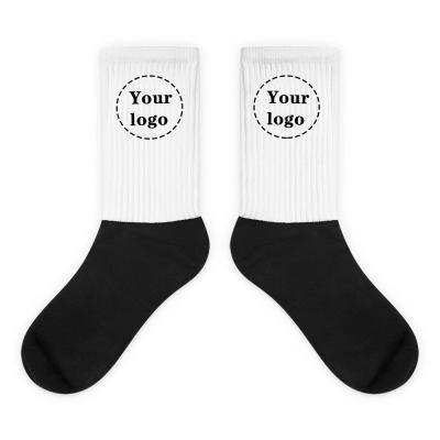 China Uron Factory Product Fashion Antibacterial Custom Your Own Logo Mens Socks White Black Socks for sale