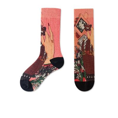 China Fashion Antibacterial Women's Uron Socks 3D Printed Socks Custom Ethnic Style Personalized Printed Socks for sale