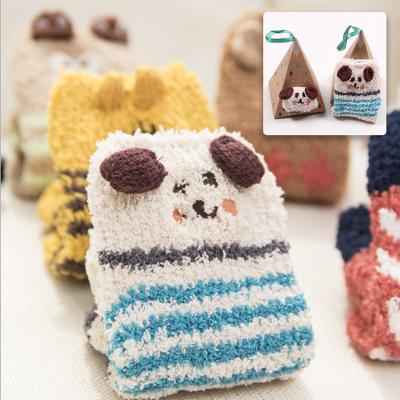 China Factory Direct Cartoon Cute Animal Coral Fleece Socks Comfortable Soft High Quality Uron Kids Socks for sale