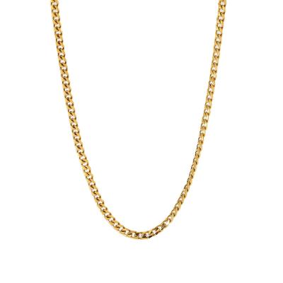 China Minimalist CIA Top Selling 18K Gold Plated Titanium Steel Cuban Link Chain Necklace For Ladies for sale