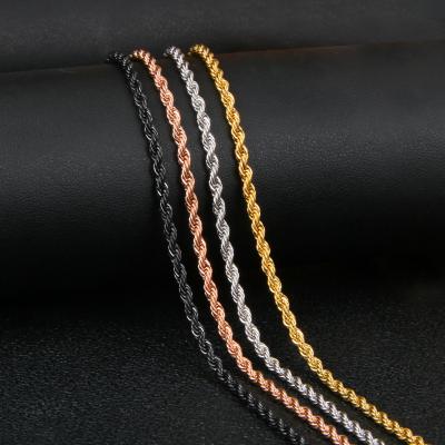 China DIY Factory Low Moq Direct IP PVD Plated Stainless Steel Rope Chain Stainless Steel Necklace for sale