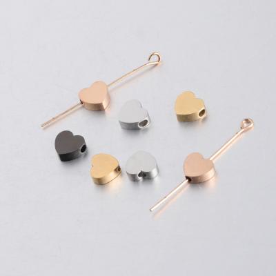 China DIY Minimalist 7.4*8mm Aperture 1.8mm Stainless Steel Beads Heart Charm For Jewelry Making for sale