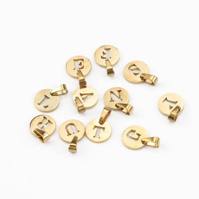 China Low Moq DIY 10*15mm Stainless Steel DIY Coin Dangle Hollow Out Initial Letters Charms For Jewelry Making for sale