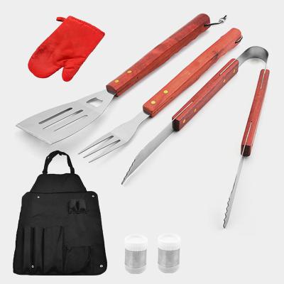 China Easily Cleaned Factory Stainless Steel BBQ Tool Kit BBQ Utensils Forks Tongs Shovel BBQ Set for sale