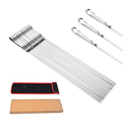 China Hot Seller 10pcs Easily Cleaned Stainless Steel Grilling Spits Needle Stick Outdoor Camping BBQ Tool for sale