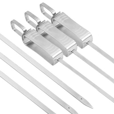 China Direct Sales Cheap Easy Cleaned 10 Pieces Stainless Steel Handle BBQ Slider Skewer for sale