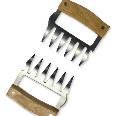 China High Quality Easily Cleaned Stainless Steel BBQ Meat Shredder Claws With Wooden Handle Bottle Opener Turkey Chicken Claws for sale