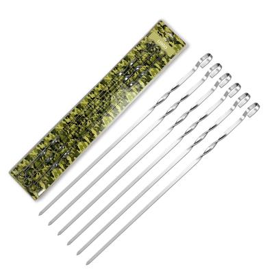 China Amazon Seller Hot High Quality Stainless Steel Flat Barbecue Tools Easily Cleaned Camping Skewers for sale