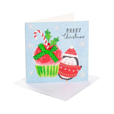 China 300gsm One Side Coated Paper Custom White Christmas Gift Small Greeting Cards On Sale for sale