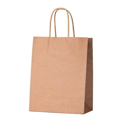 China Recyclable Cheap Recycled Twist Handle Campany Logo Printing Kraft Paper Bag With Optional Colors for sale