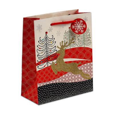 China Recyclable Custom Holiday Merry Christmas Small Paper Bag Desgin Gift Bags Printing for sale